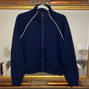 SPANX Navy Blue Jacket with White Accents